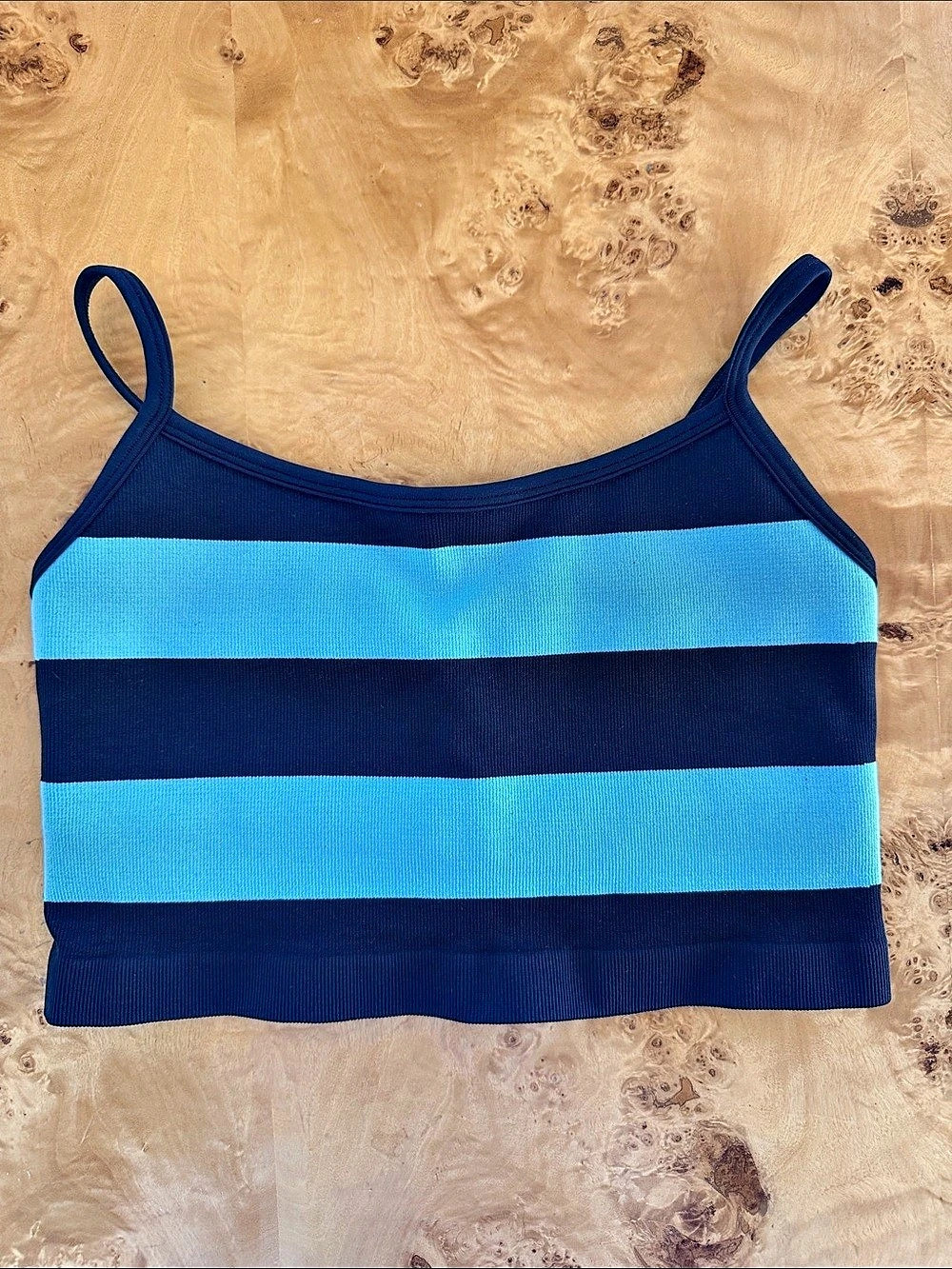 Spiritual Gangster Blue Striped Bra Crop Top